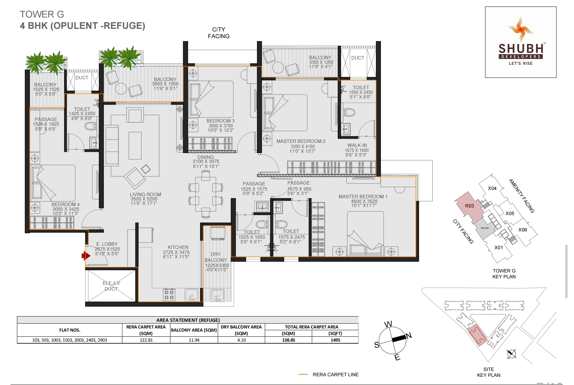 3.5 BHK 1495 sqft floor plan