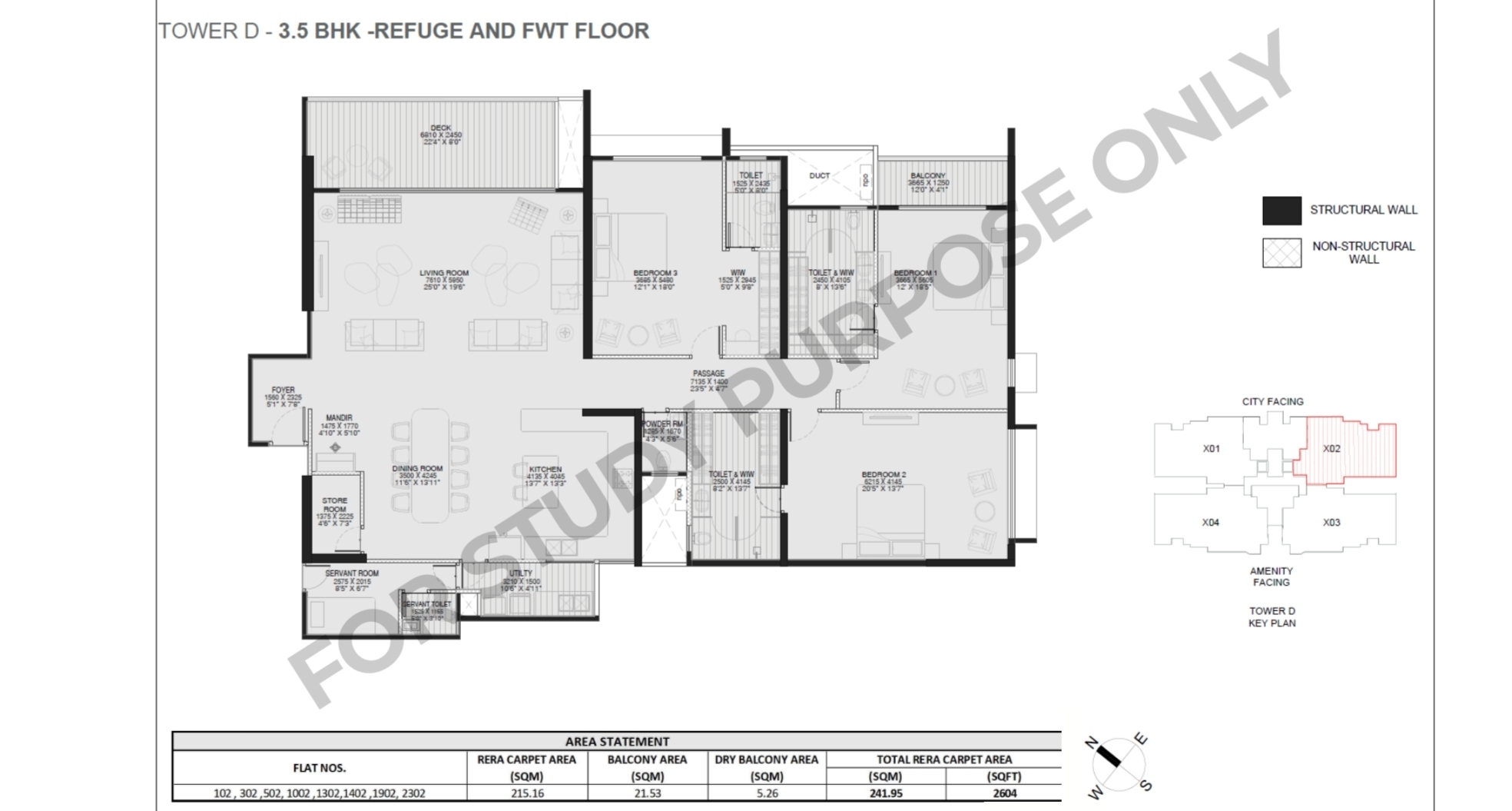 3.5 BHK 2604 sqft new tower floor plan